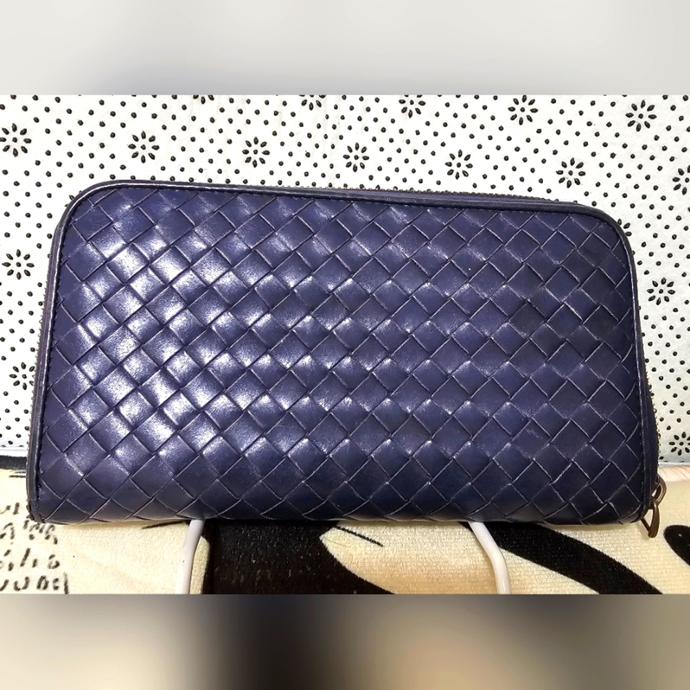 Bottega Blue Leather Wallet